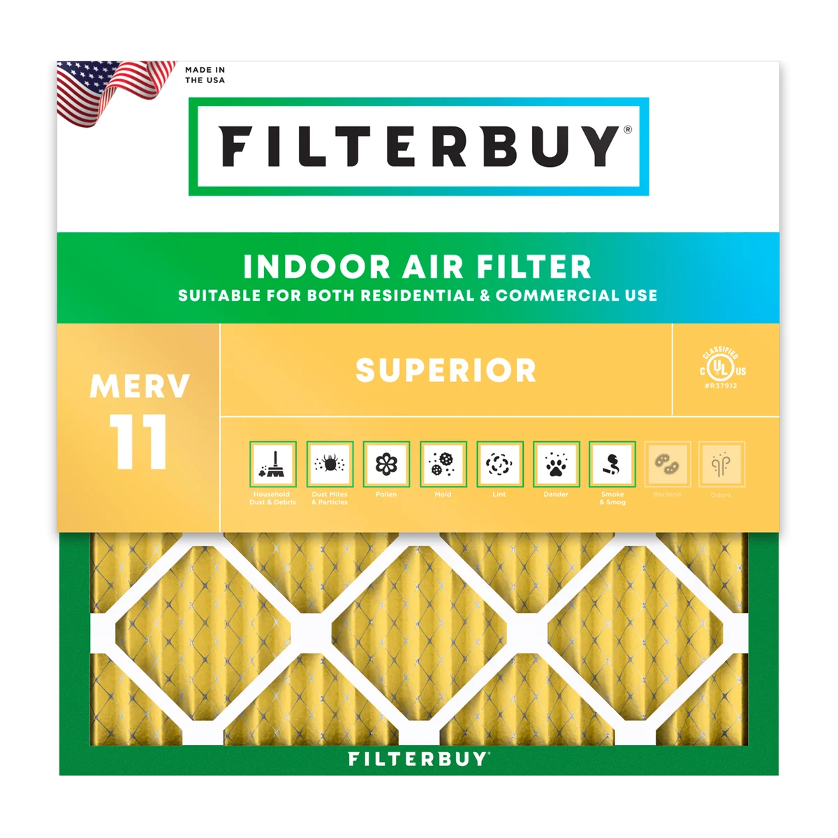 Filterbuy Gold MERV 11 16x25x1 Air Filter Official Studio Photography